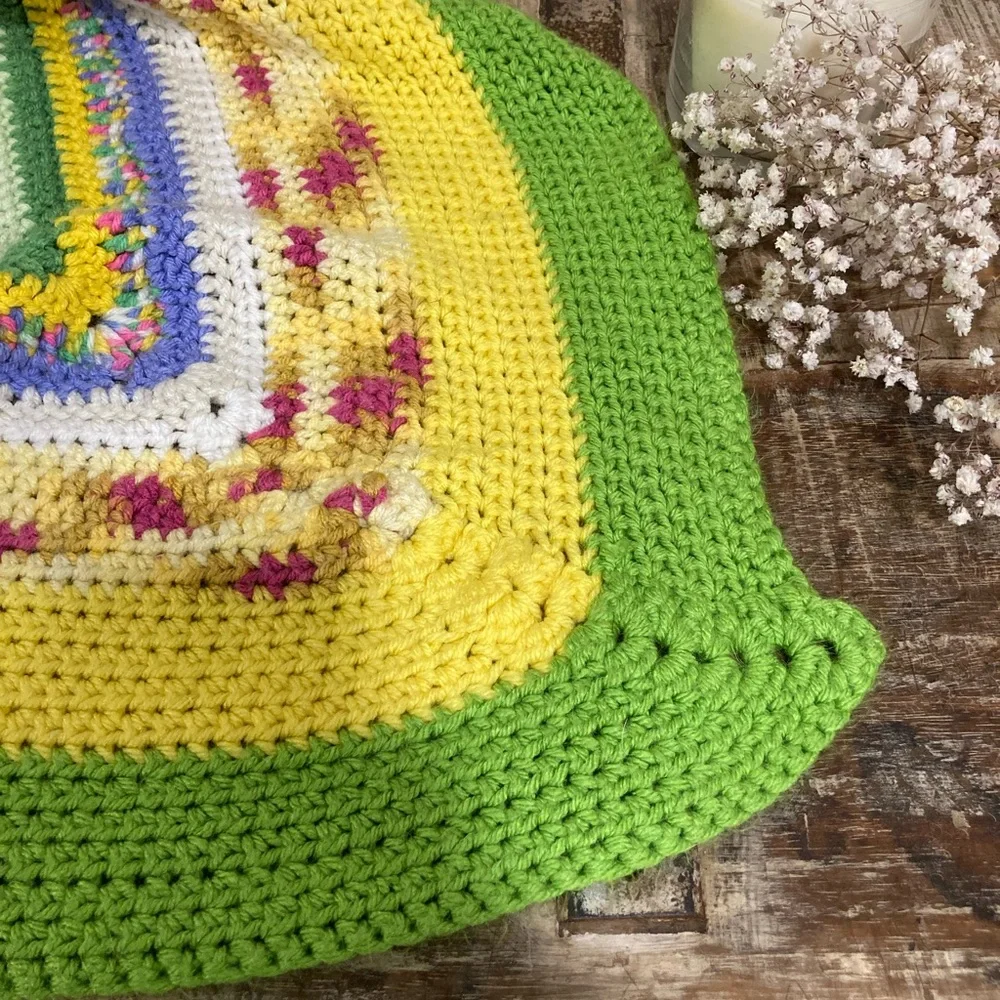 Small Handmade Crochet Blanket 45” x 47” Multicolor
